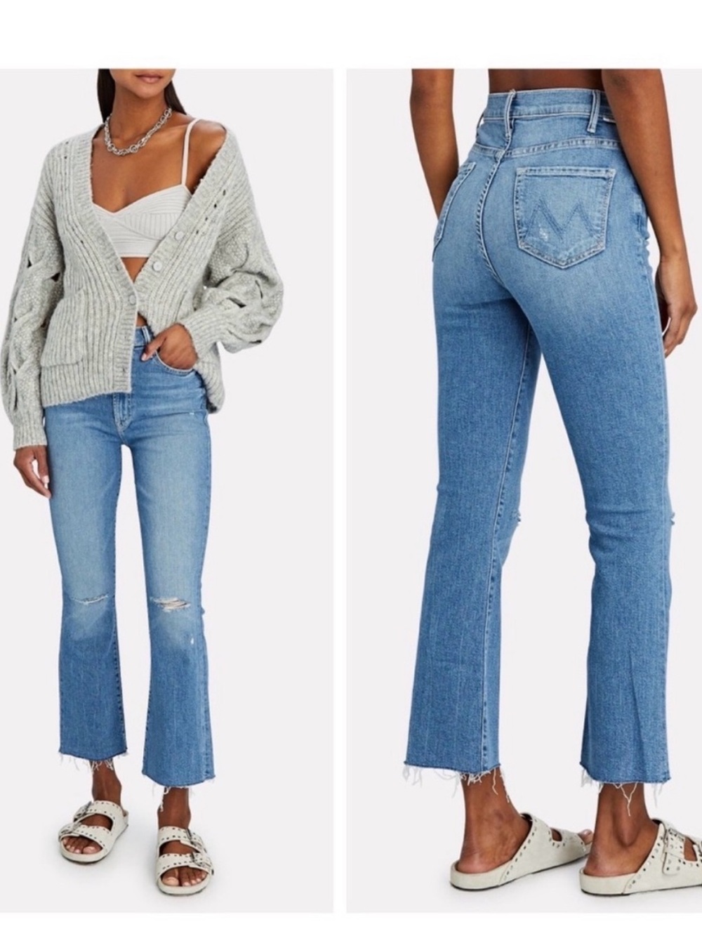 💙 Mother The Hustler Ankle Fray Jeans Size 27 Understudy Distressed Raw Hem